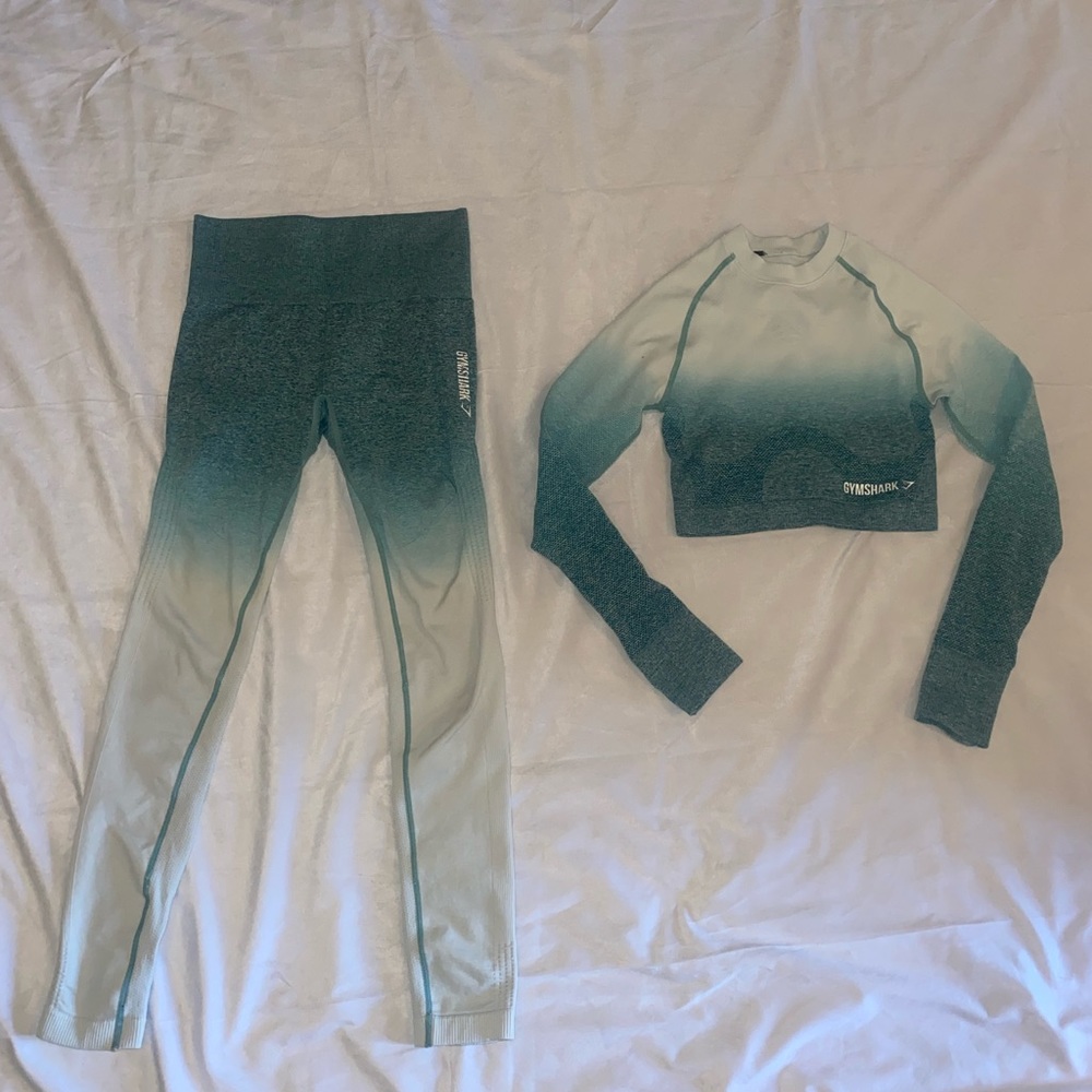 Gymshark teal leggings workout set xs